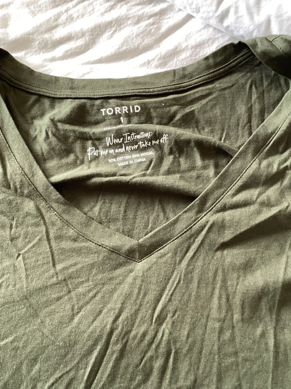 torrid Olive Green V-Neck Short Sleeve Tee - Picture 2 of 3